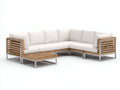 Divani da esterno - Legno-Alluminio-Tessuto - 310x220x78 cm - Marrone chiaro-bianco - Stile moderno