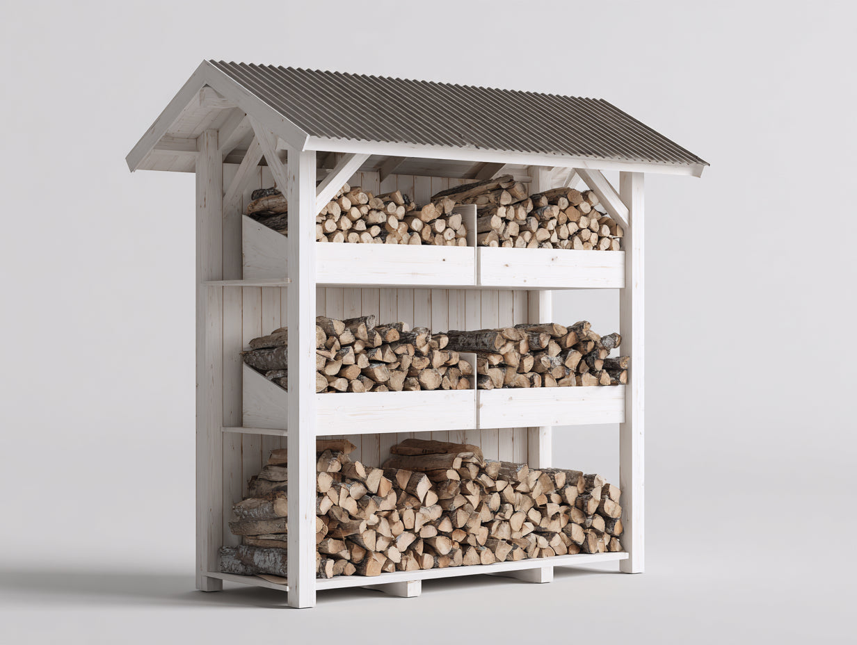 Portalegna-Legno-175x80x220 cm-Bianco-Grigio-Stile rustico