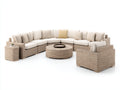 Divani da esterno - Rattan sintetico-Tessuto - 300x300x75 cm - Beige-bianco - Stile moderno