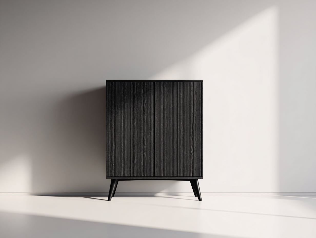 Mobile ingresso - Legno - 120 x 40 x 120 cm - Nero - Stile moderno con ante e struttura rialzata
