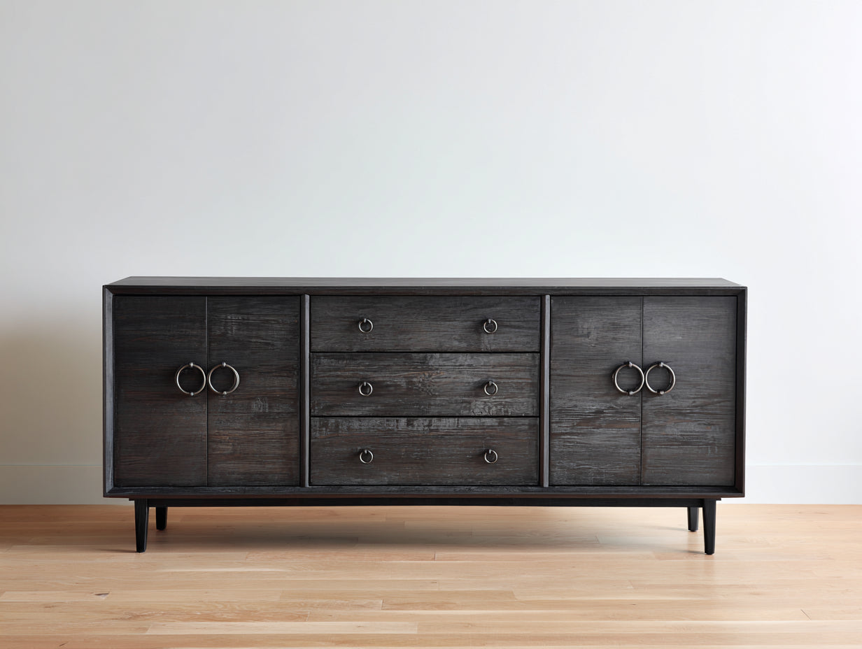 Mobile ingresso - Legno - 190 x 43 x 80 cm - Marrone scuro - Stile moderno rialzato con vani chiusi e cassetti