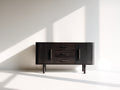 Mobile ingresso - Legno-metallo - 146 x 41 x 76 cm - Marrone scuro - Stile moderno rialzato con vani chiusi e cassetti