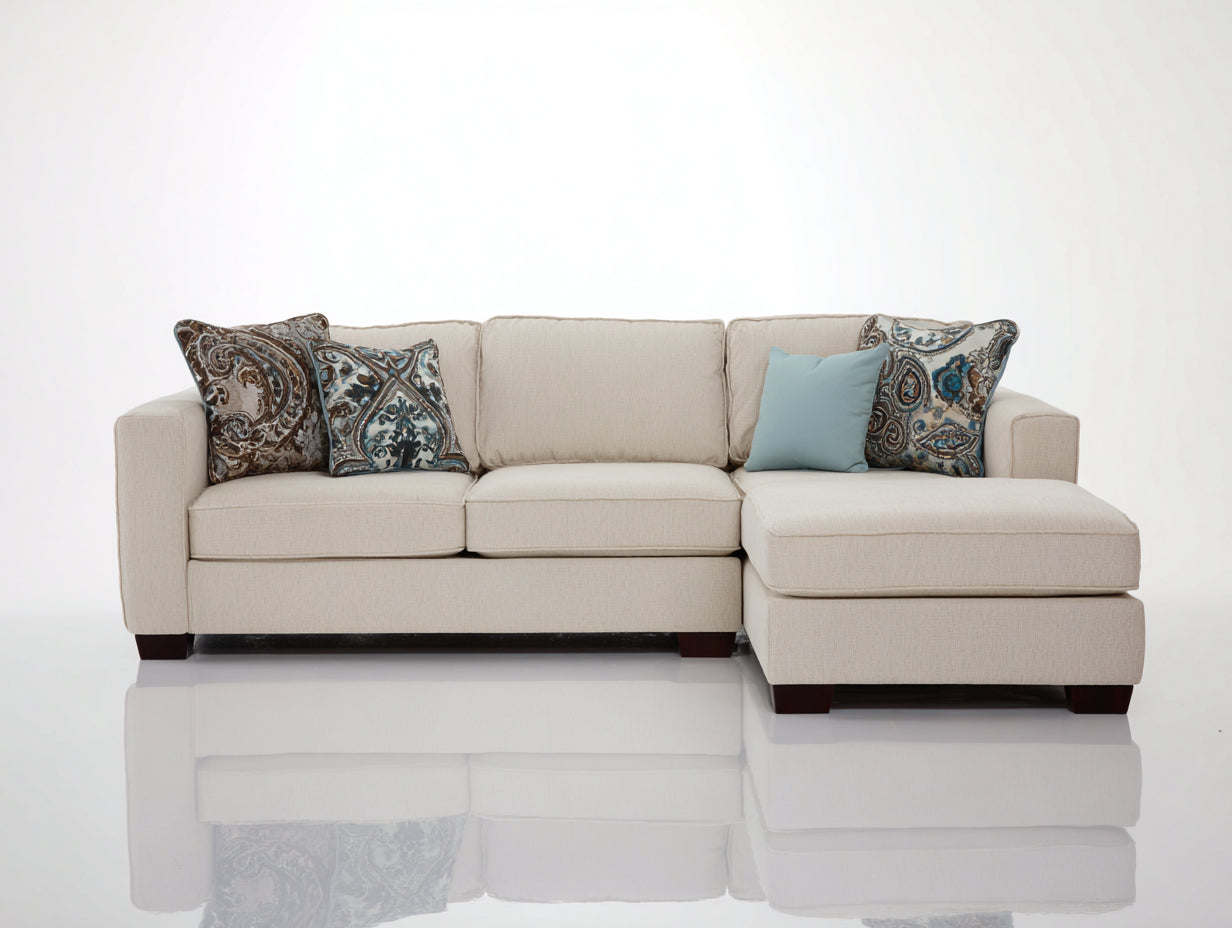 Divano angolare - Tessuto - 260 x 170 x 88 cm - Crema - Stile contemporaneo