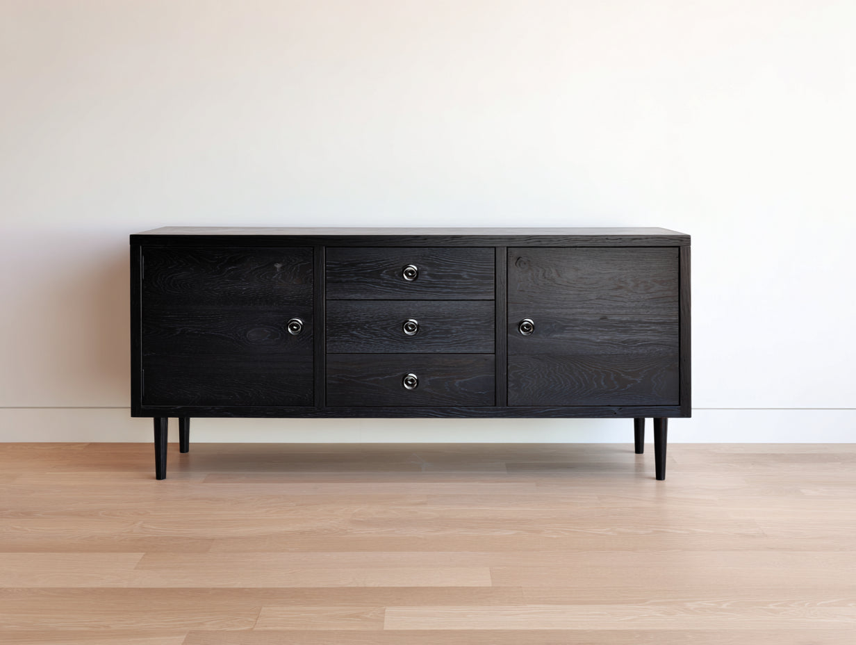 Mobile ingresso - Legno - 170 x 42 x 78 cm - Nero - Stile moderno con contenimento e cassetti