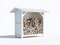 Portalegna-Legno-175x85x185 cm-Bianco-Stile rustico