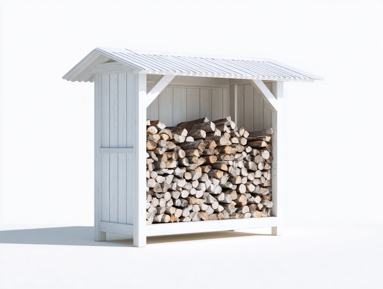 Portalegna-Legno-175x85x185 cm-Bianco-Stile rustico
