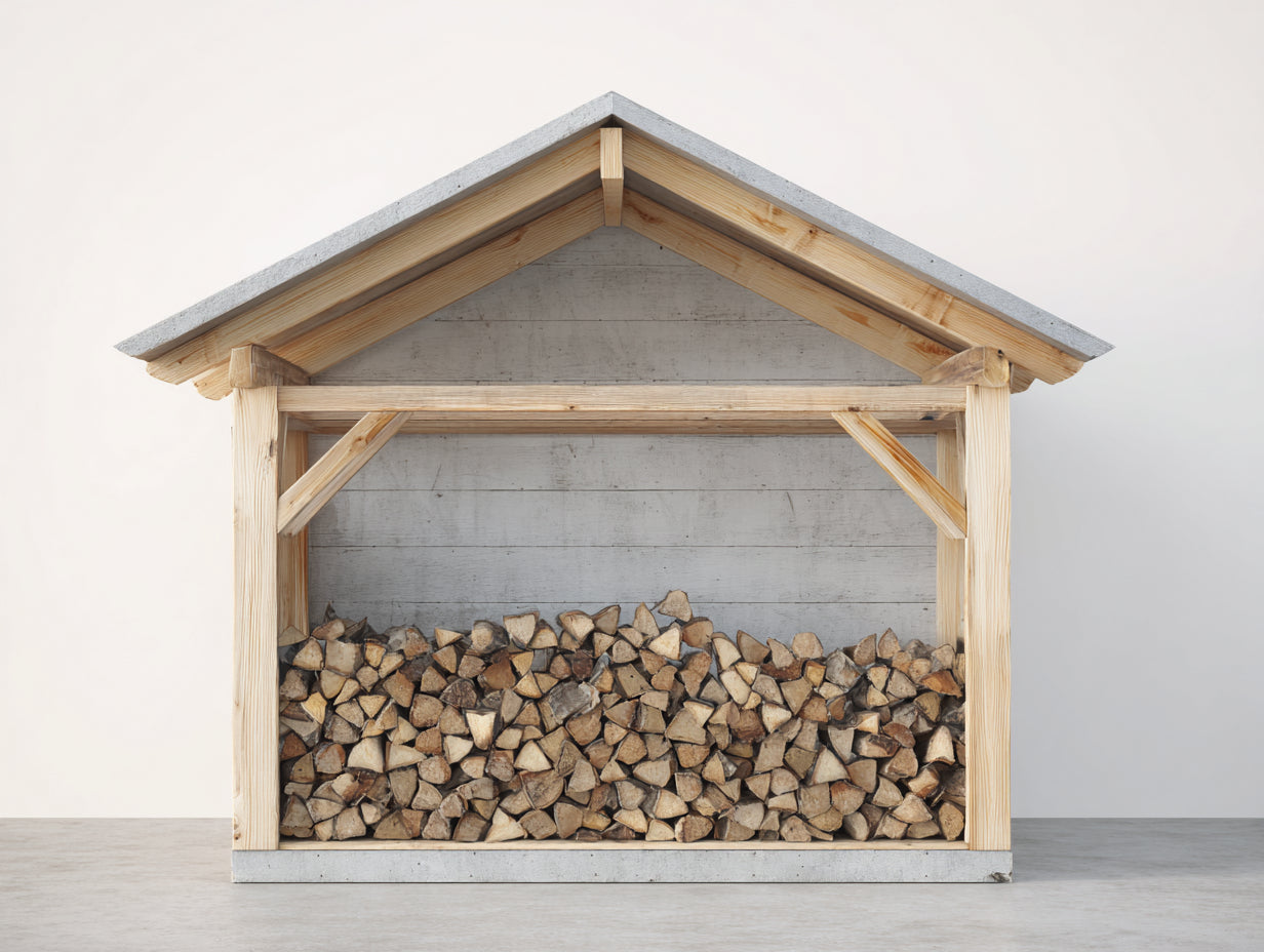 Portalegna-Legno-190x90x185 cm-Naturale-Grigio chiaro-Stile essenziale