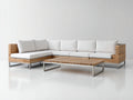 Divani da esterno - Legno-Alluminio-Tessuto - 300x220x78 cm - Marrone chiaro-bianco - Stile moderno