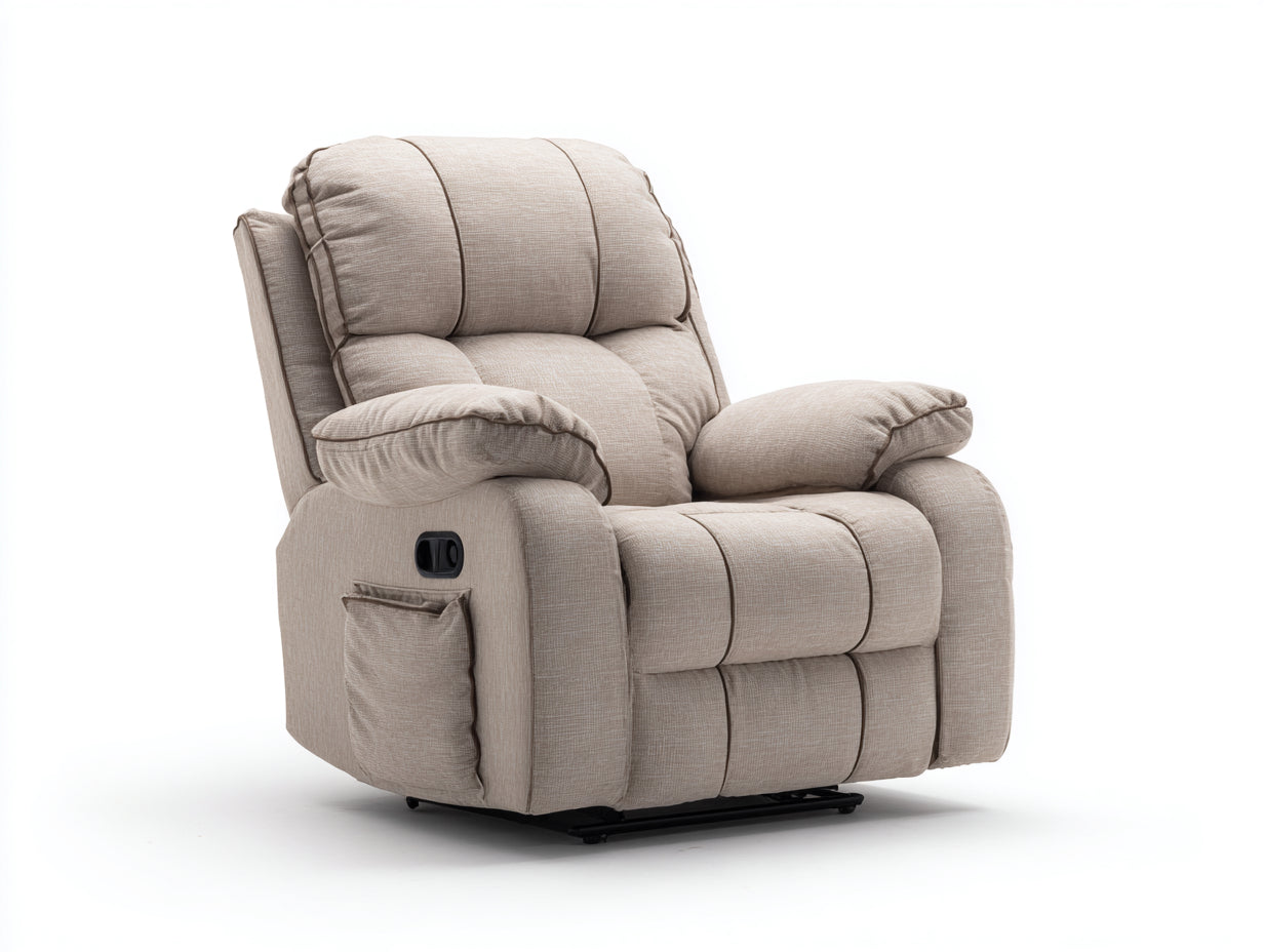 Poltrona reclinabile - Tessuto - 98 x 94 x 106 cm - Beige chiaro - Stile contemporaneo