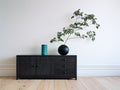 Mobile ingresso - Legno-metallo - 160 x 41 x 75 cm - Nero - Stile moderno basso con vani chiusi e cassetti