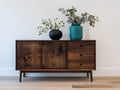 Mobile ingresso - Legno - 152 x 41 x 82 cm - Marrone scuro - Stile moderno rialzato con contenimento chiuso e cassetti