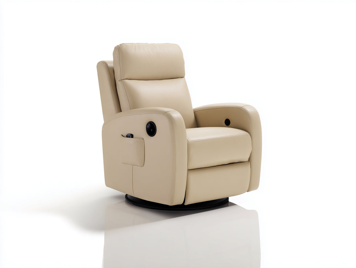 Poltrona reclinabile - Pelle sintetica - 92 x 89 x 103 cm - Beige crema - Stile moderno
