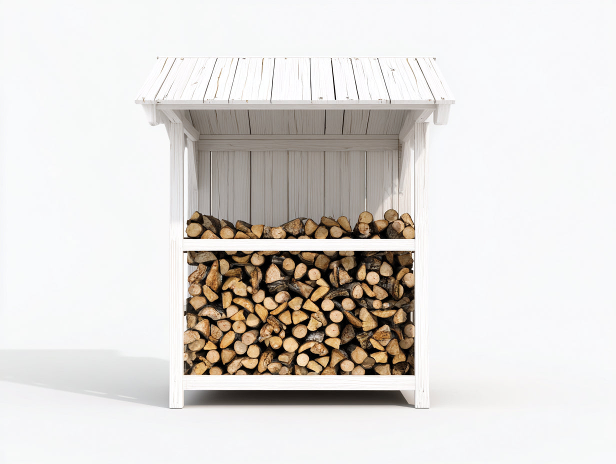 Portalegna-Legno-135x70x160 cm-Bianco-Stile essenziale