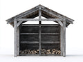 Portalegna-Legno-185x90x190 cm-Grigio invecchiato-Stile rustico vintage
