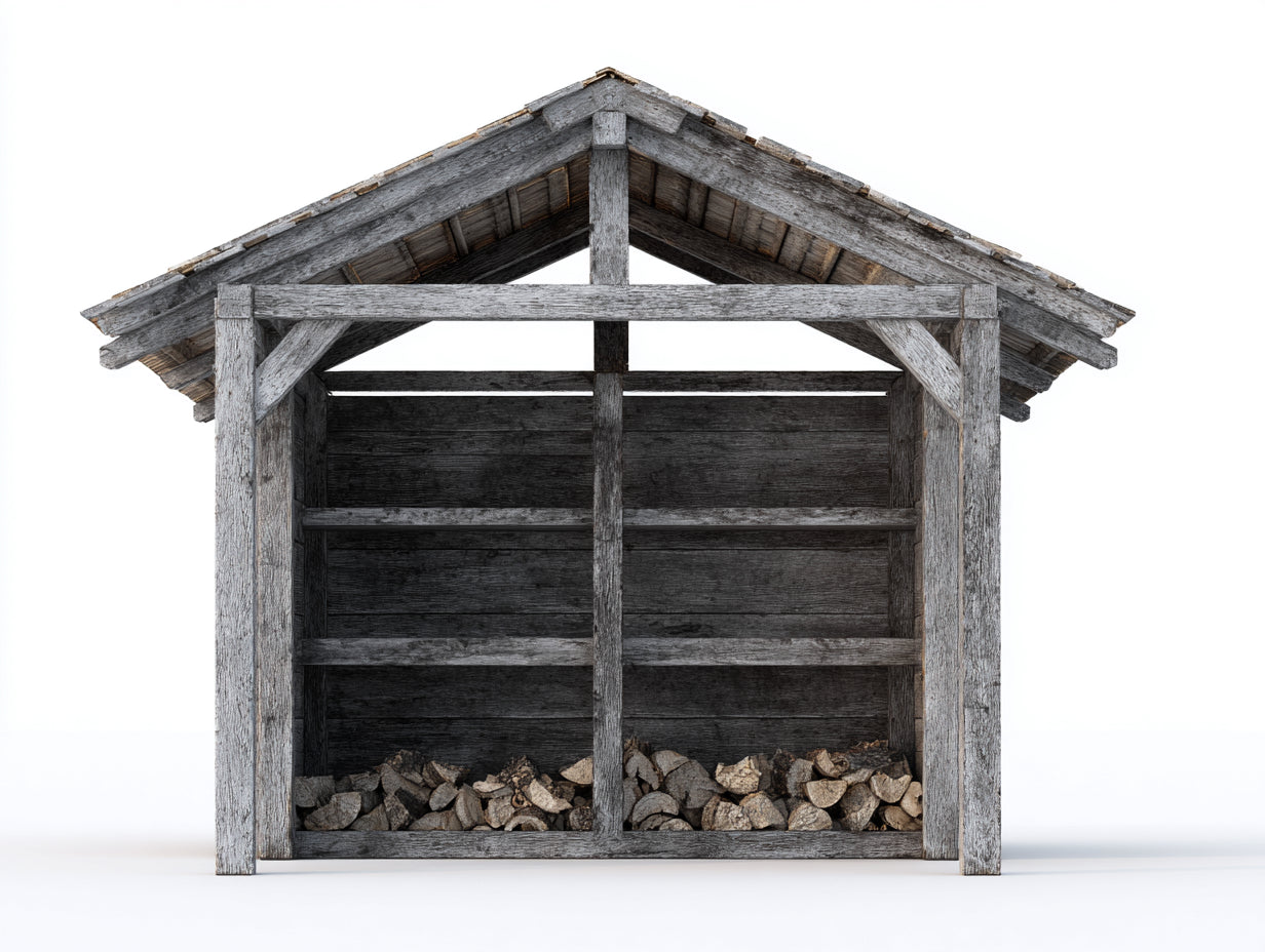 Portalegna-Legno-185x90x190 cm-Grigio invecchiato-Stile rustico vintage