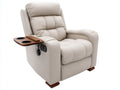 Poltrona reclinabile - Pelle sintetica-Legno - 104 x 98 x 110 cm - Beige crema - Stile contemporaneo