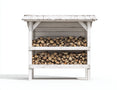 Portalegna-Legno-145x65x175 cm-Bianco-Stile rustico