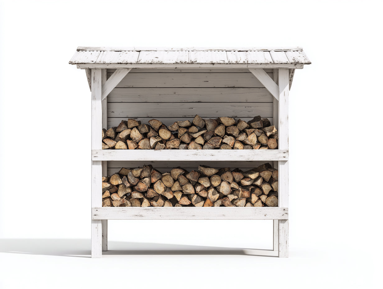 Portalegna-Legno-145x65x175 cm-Bianco-Stile rustico