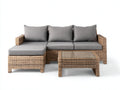 Divani da esterno - Rattan sintetico-Tessuto - 250x160x75 cm - Marrone naturale-grigio - Stile moderno