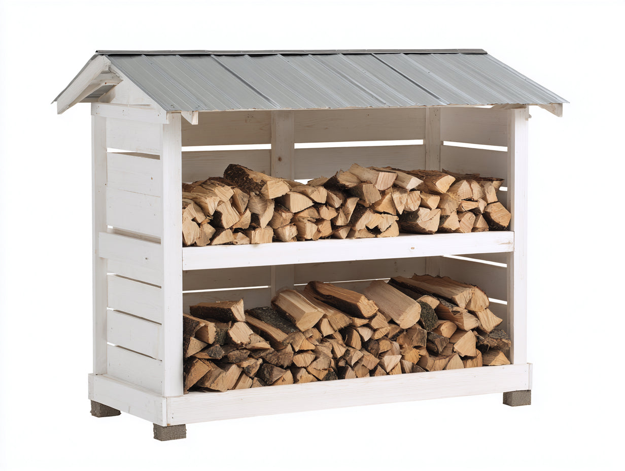 Portalegna-Legno-165x80x175 cm-Bianco-Grigio-Stile rustico