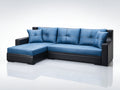 Divano angolare - Tessuto - 280 x 175 x 90 cm - Blu-Nero - Stile moderno