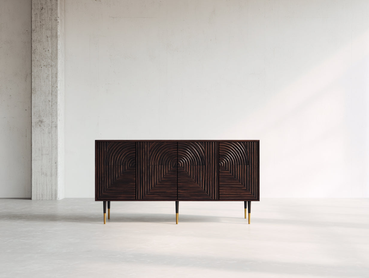 Mobile ingresso - Legno - 160 x 42 x 78 cm - Marrone scuro - Stile moderno con ante e struttura rialzata