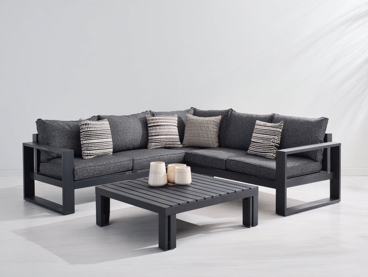 Divani da esterno - Alluminio-Tessuto - 260x260x78 cm - Grigio scuro - Stile moderno