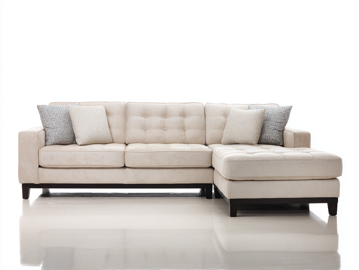 Divano angolare - Tessuto - 270 x 175 x 88 cm - Beige - Stile moderno