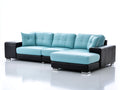 Divano angolare - Pelle sintetica - 330 x 210 x 92 cm - Azzurro-Nero - Stile contemporaneo